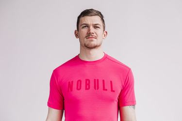 Nobull Men's T Shirts Pink | Australia (JR6894)